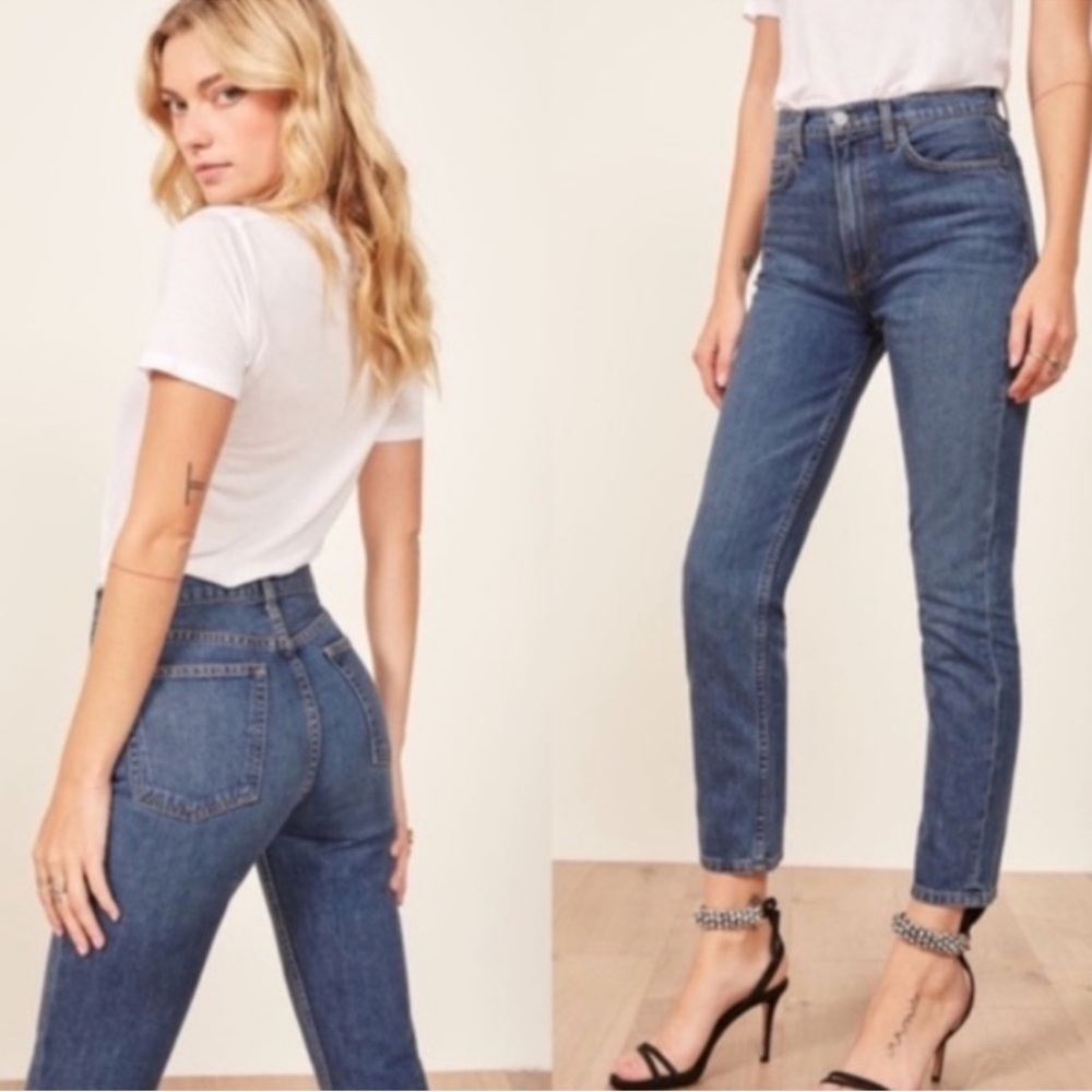 Women’s Reformation Julia High Cigarette Jeans Wash Baltic